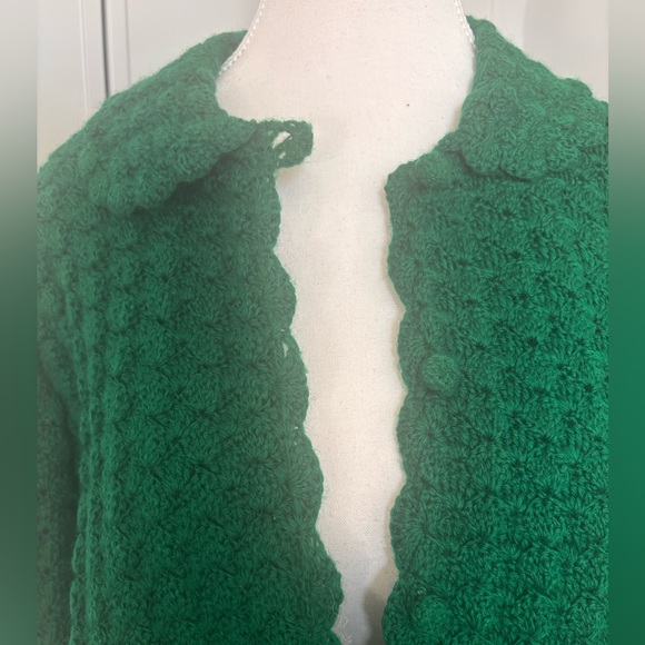 Vintage Hand Knit Green Women's Jacket - Picture 2 of 12